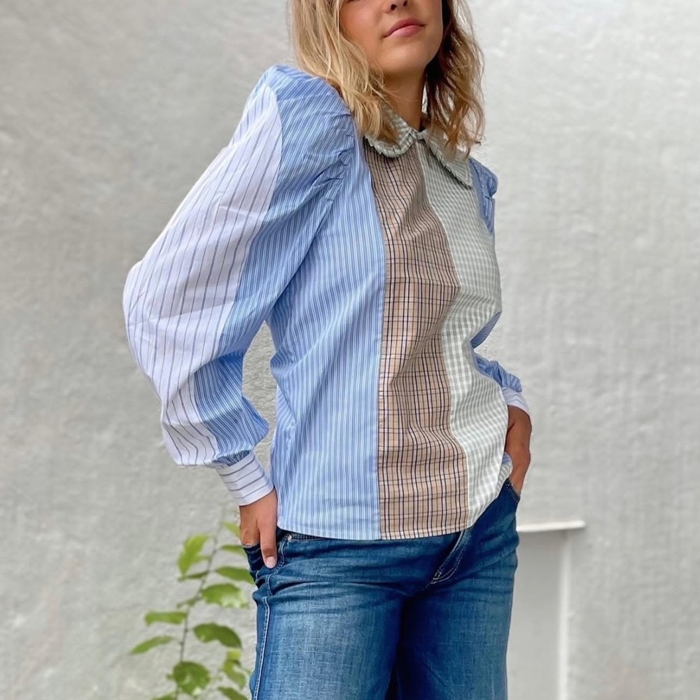 Munthe Robert Patchwork Striped Blouse - image 1